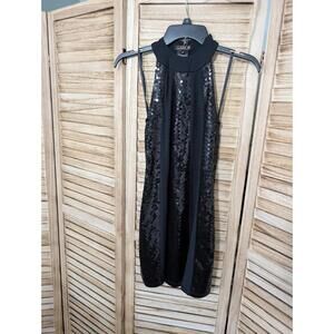 La Rok Black Sequins Mini A-Line Dress Size Extra Small